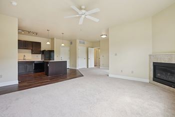 Ceiling fan in primary bedroom and living room